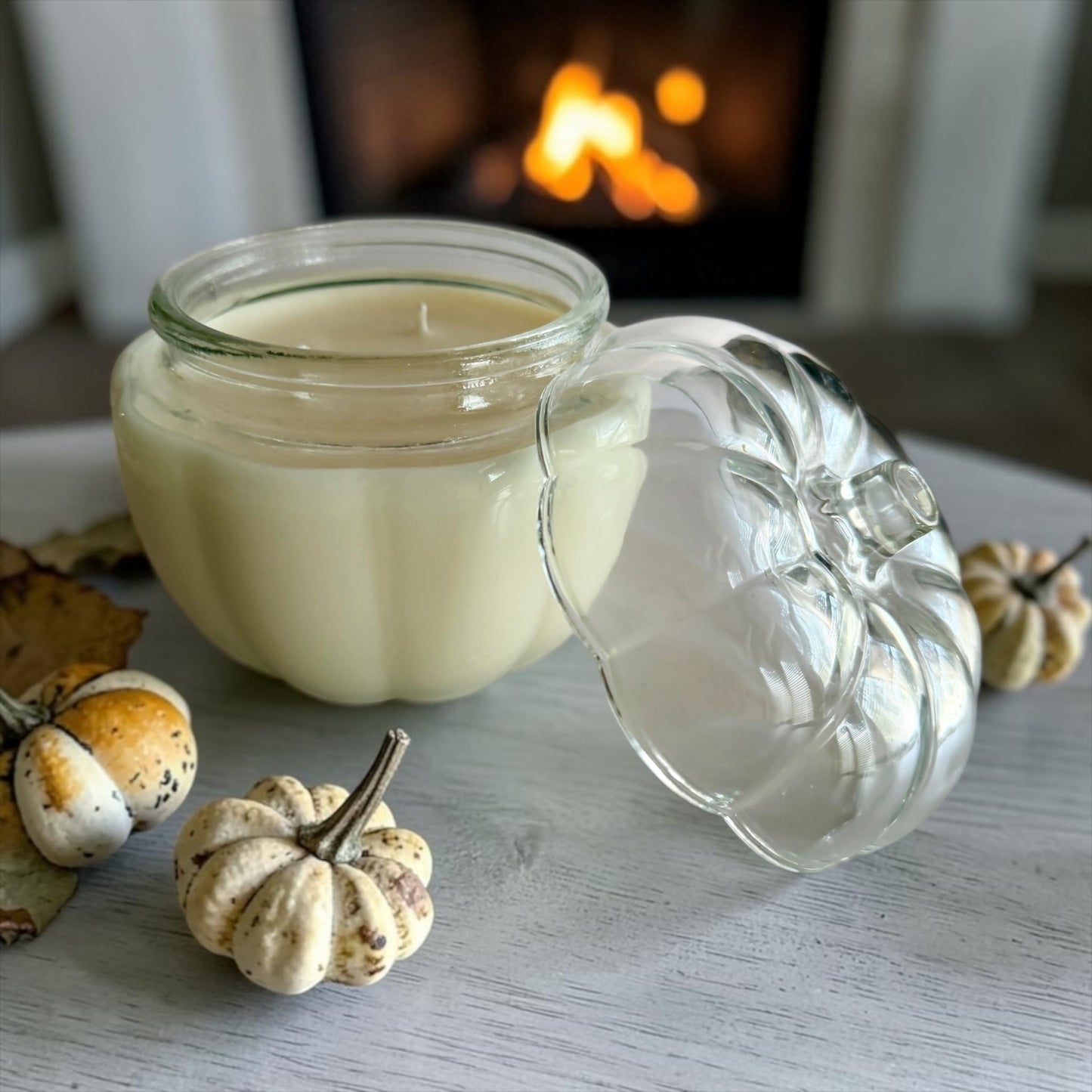 Large glass pumpkin with lid