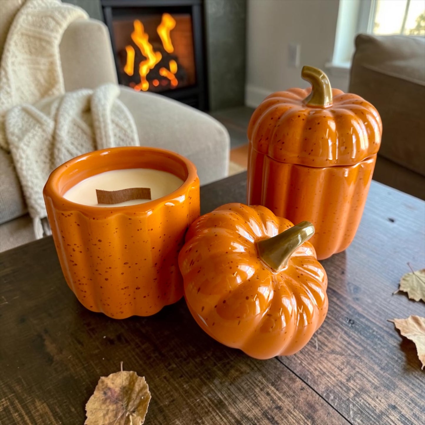 Orange large pumpkin with lid