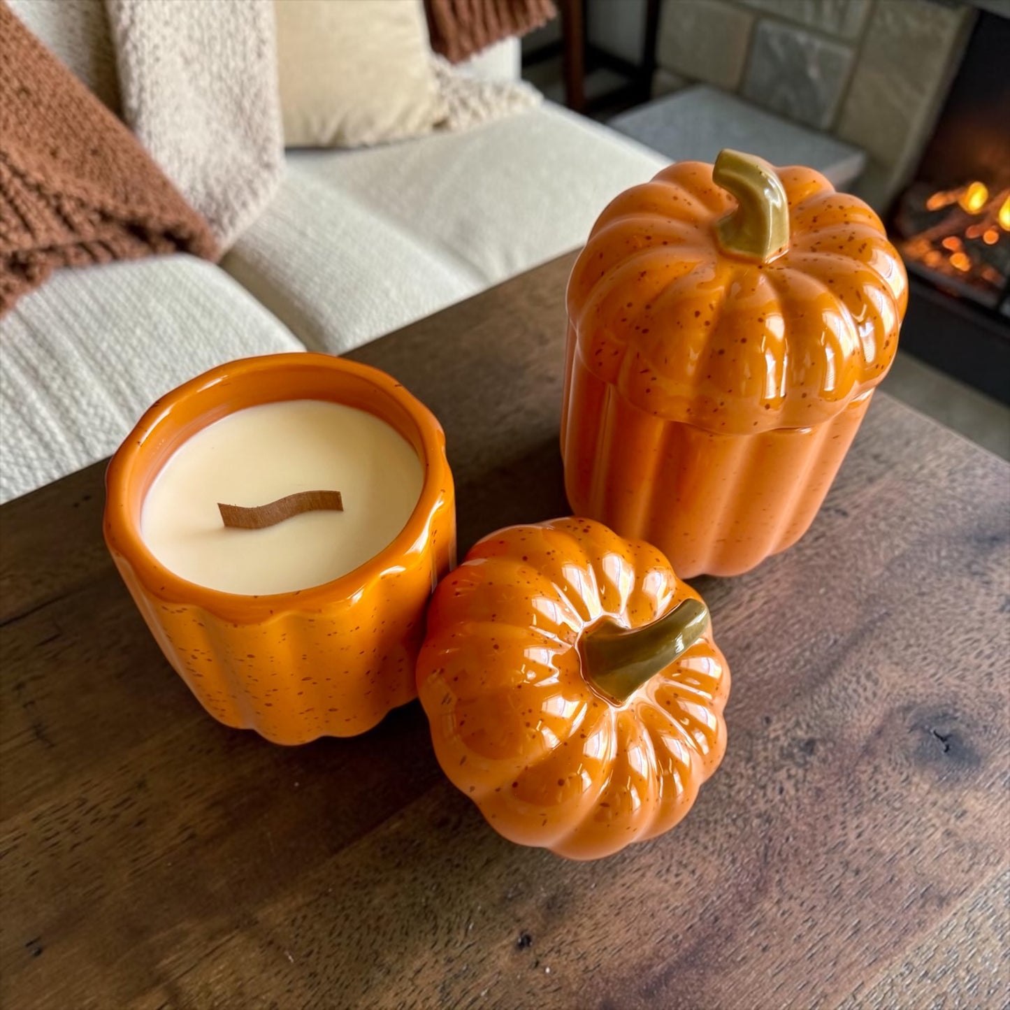 Orange large pumpkin with lid