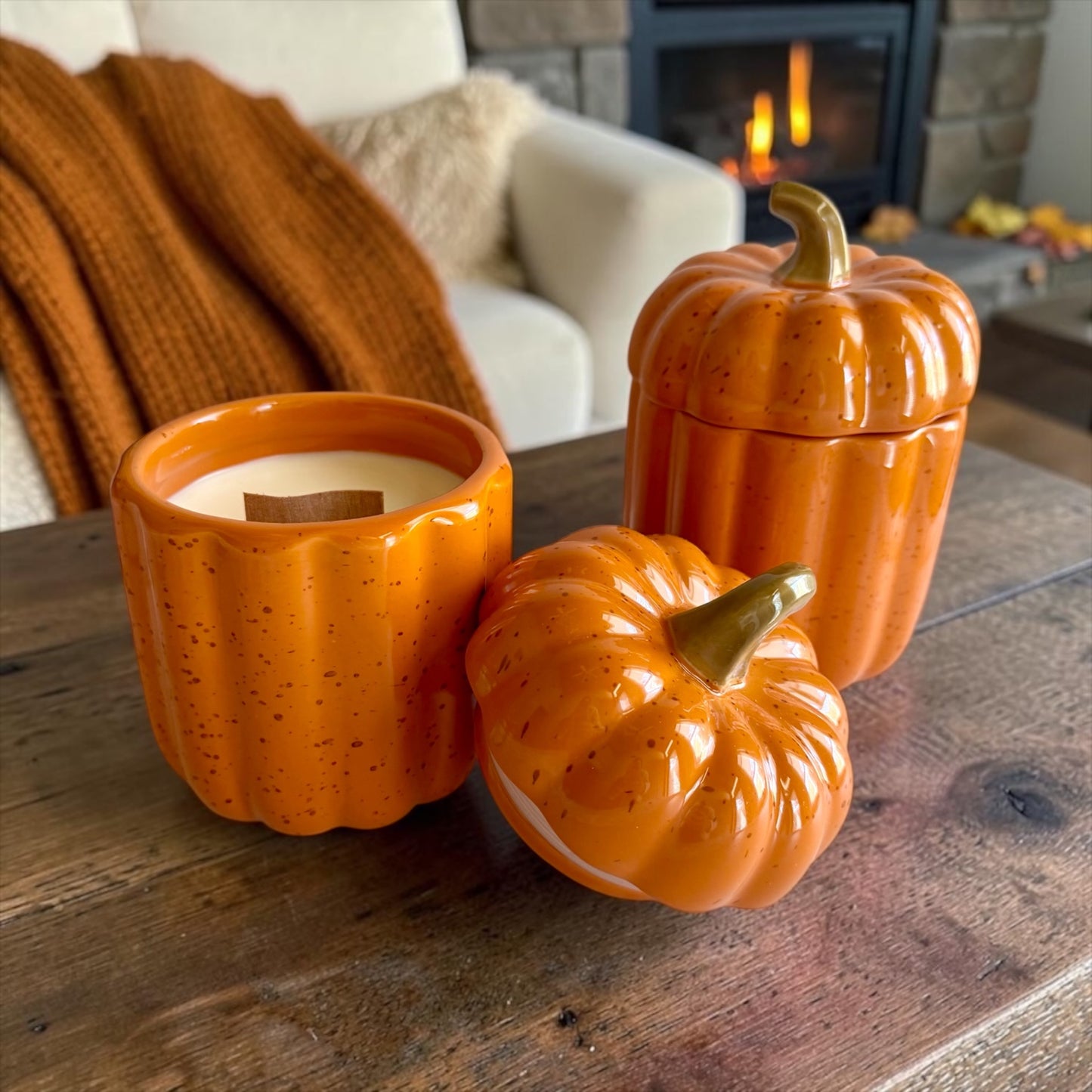 Orange large pumpkin with lid