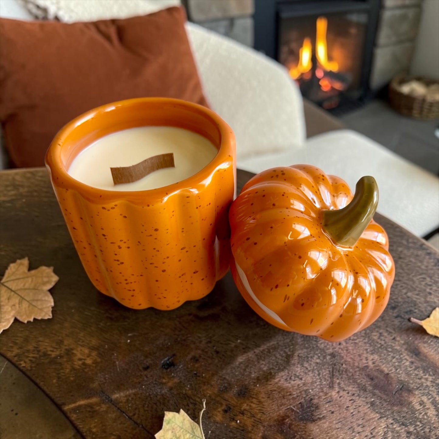 Orange large pumpkin with lid
