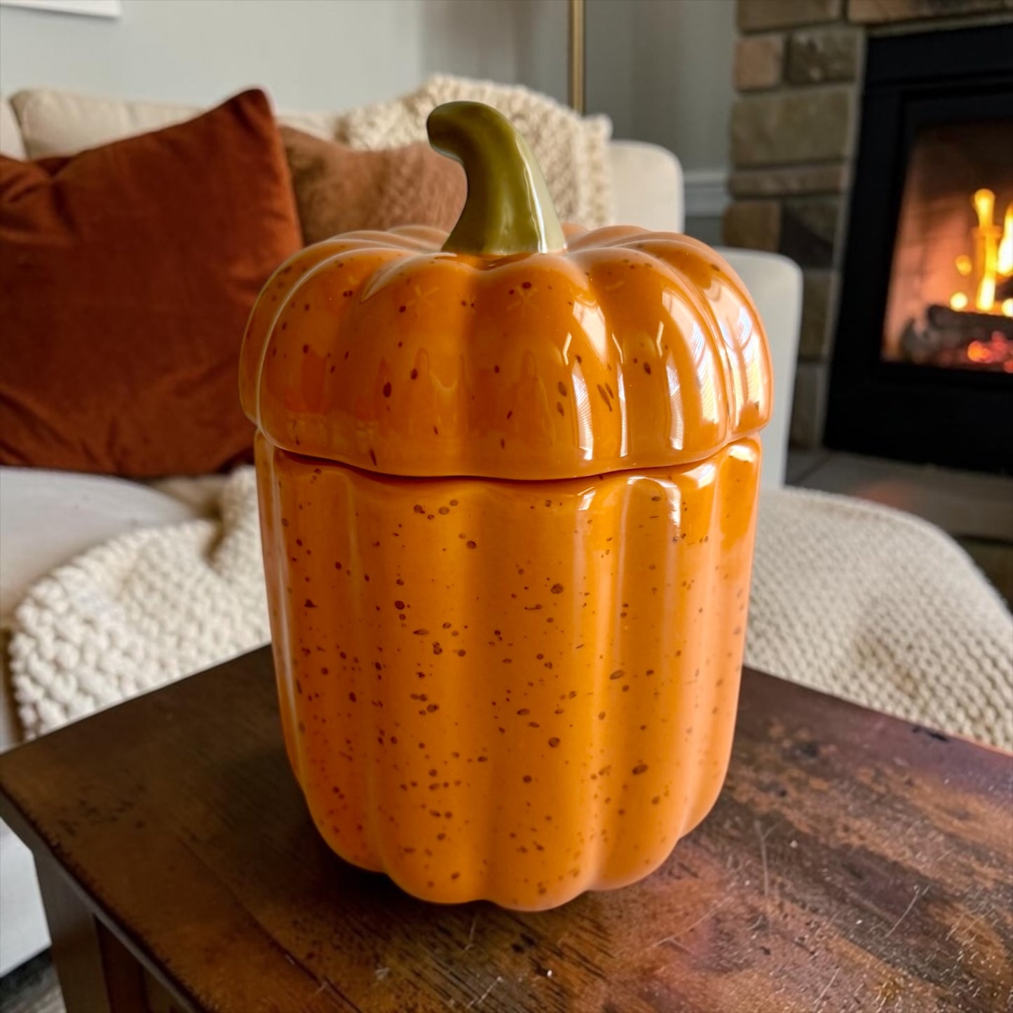 Orange large pumpkin with lid