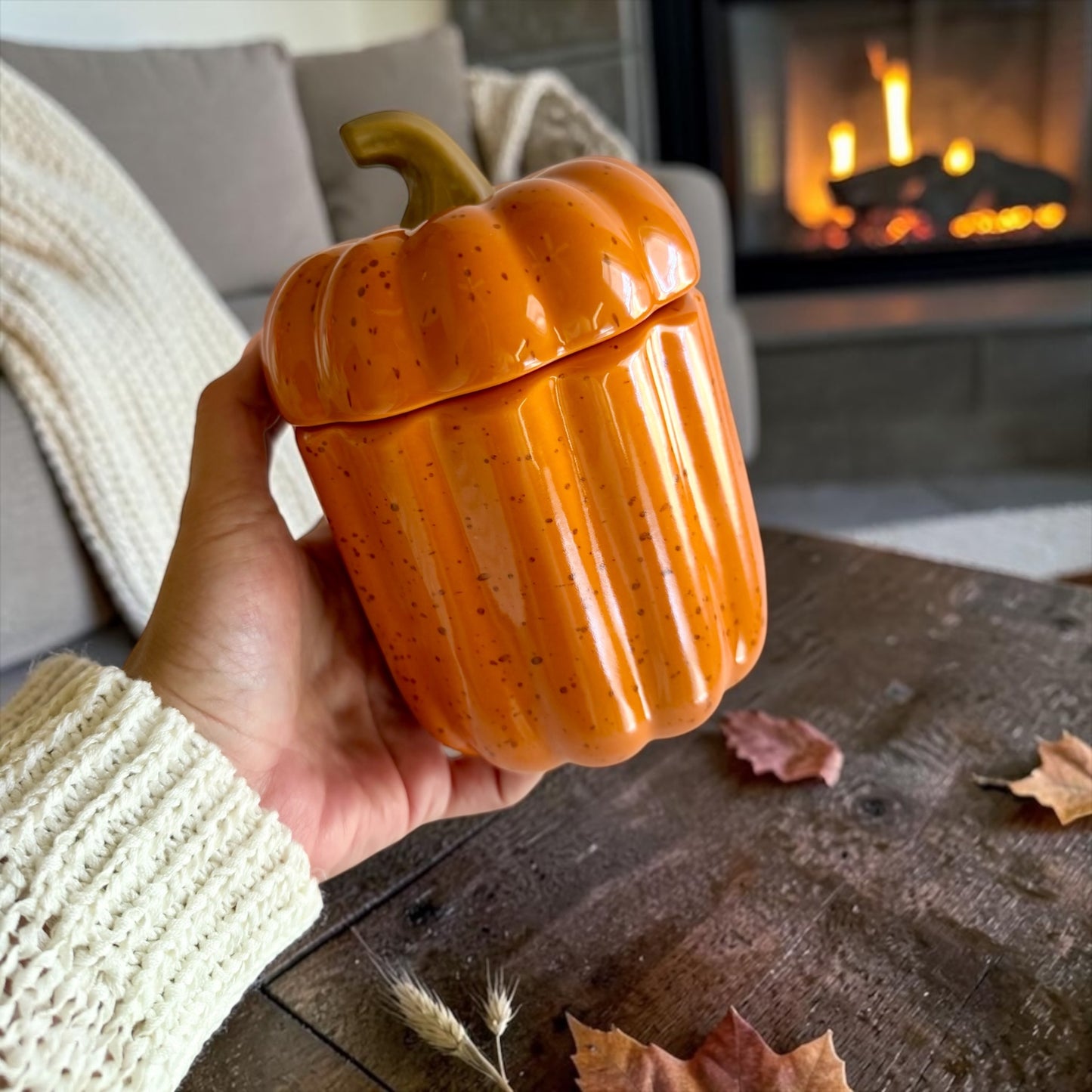 Orange large pumpkin with lid