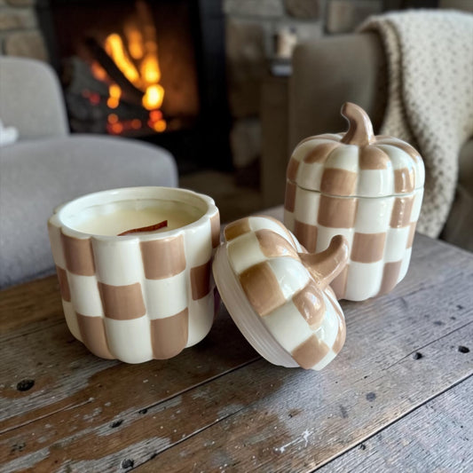 Pumpkin with lid “Beige and white”