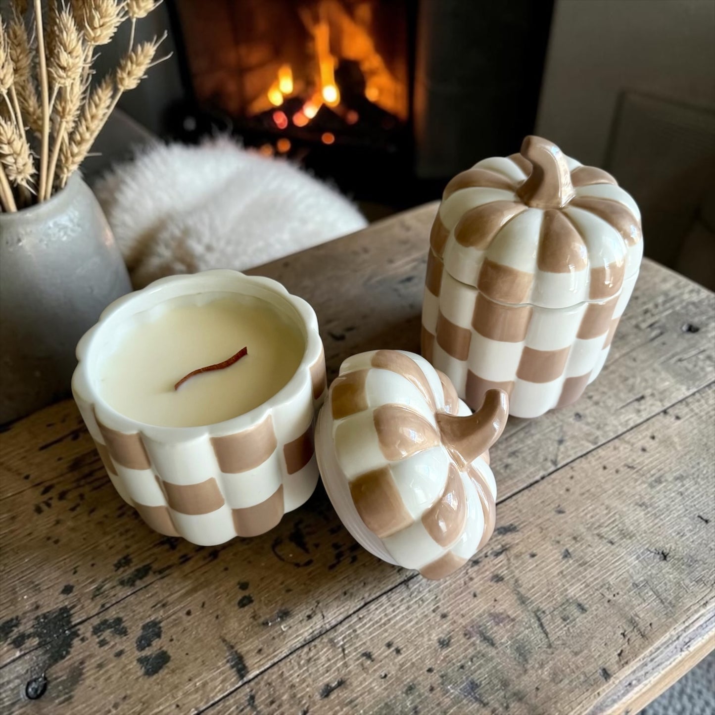 Pumpkin with lid “Beige and white”