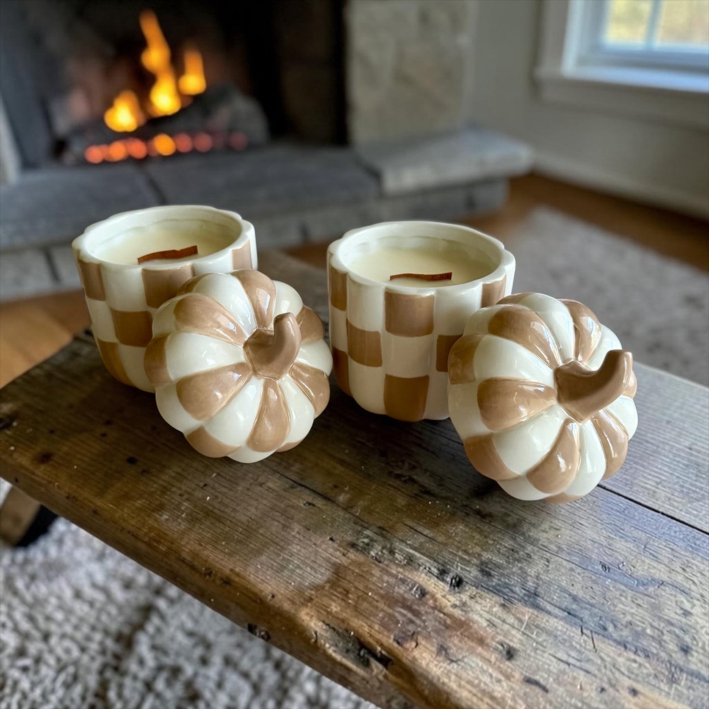 Pumpkin with lid “Beige and white”