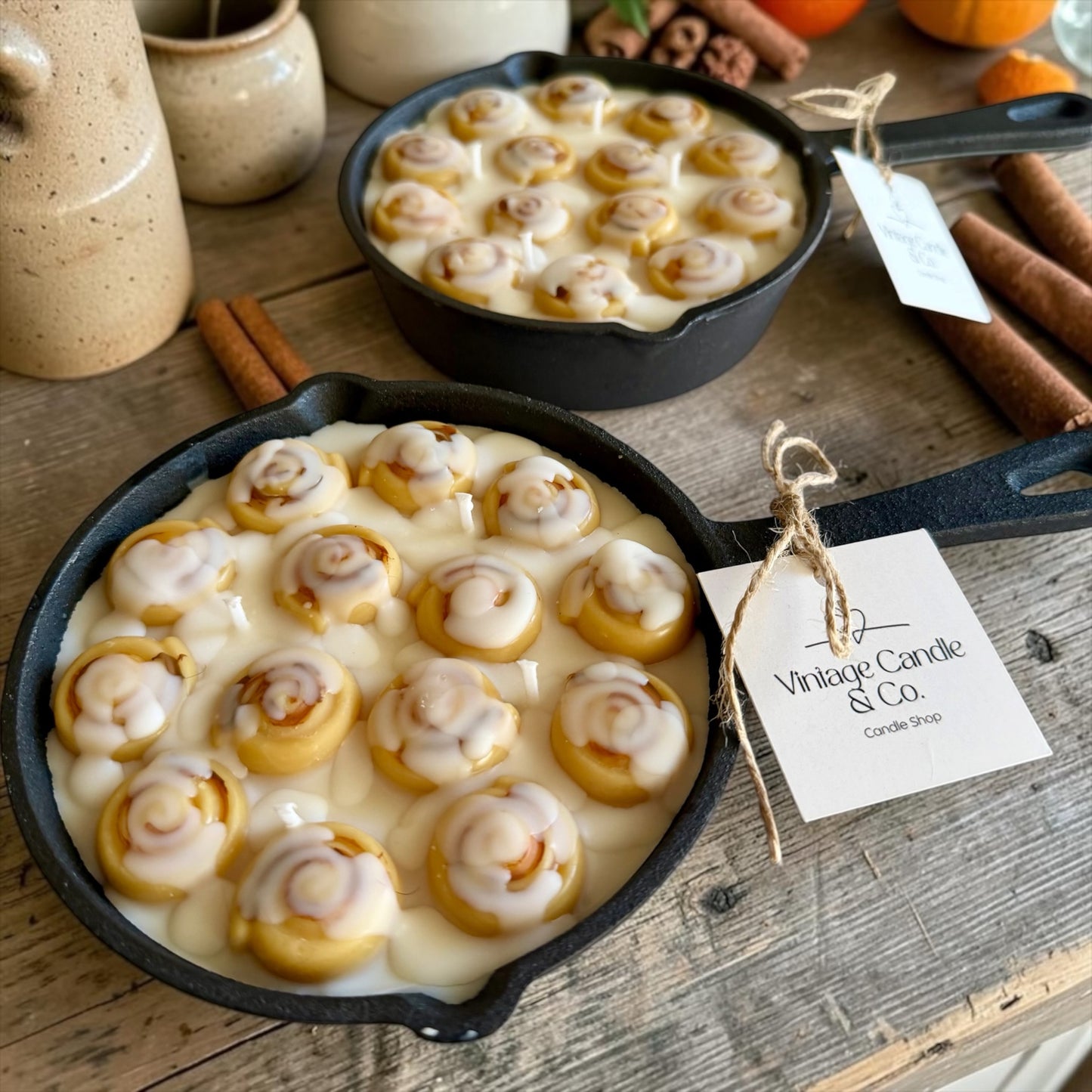 Cinnamon buns in a pan