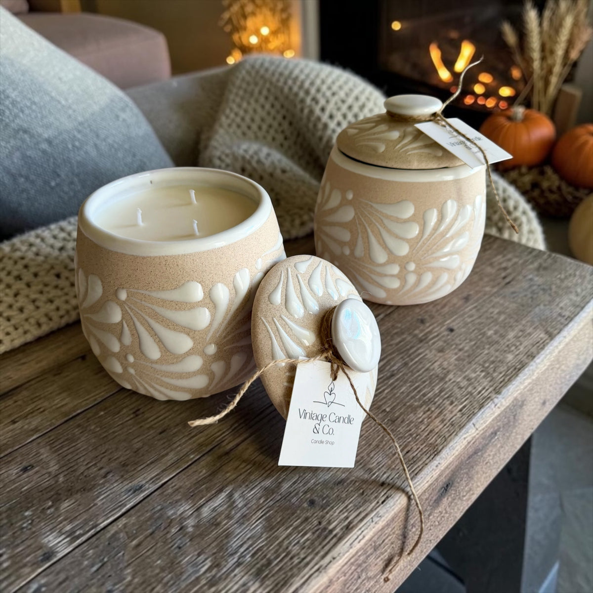 Fall vibes candle with lid