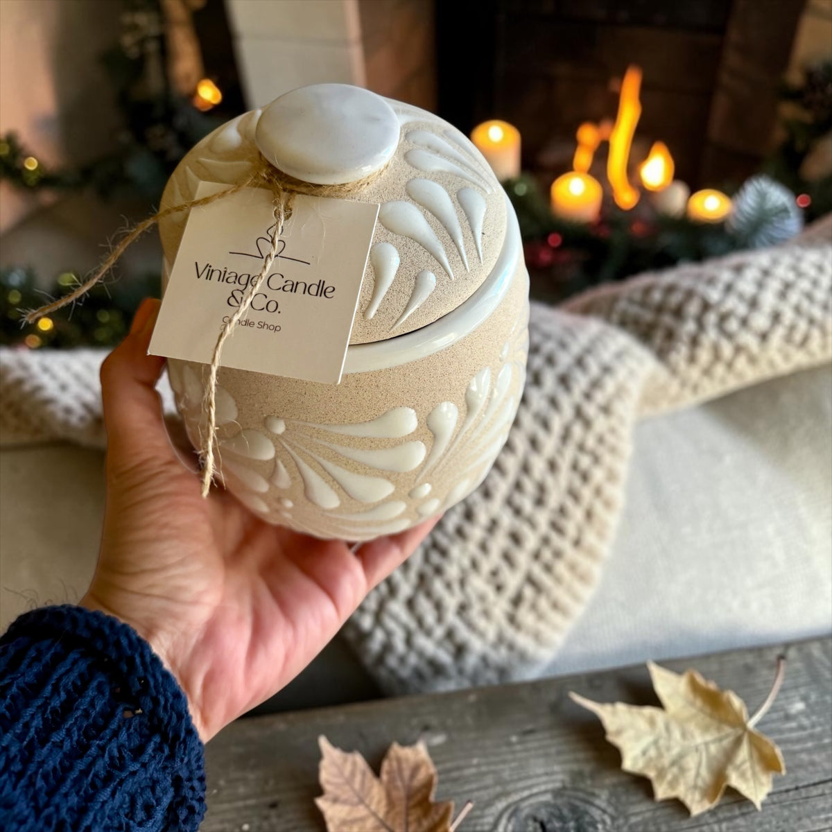 Fall vibes candle with lid