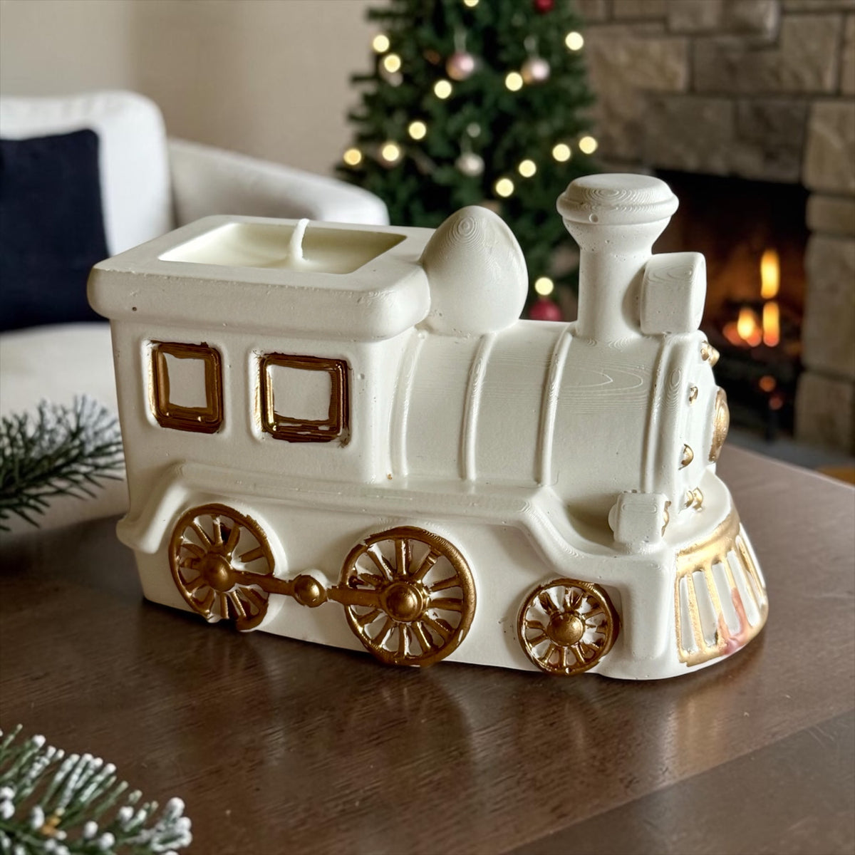 Winter Train Candle, Handmade