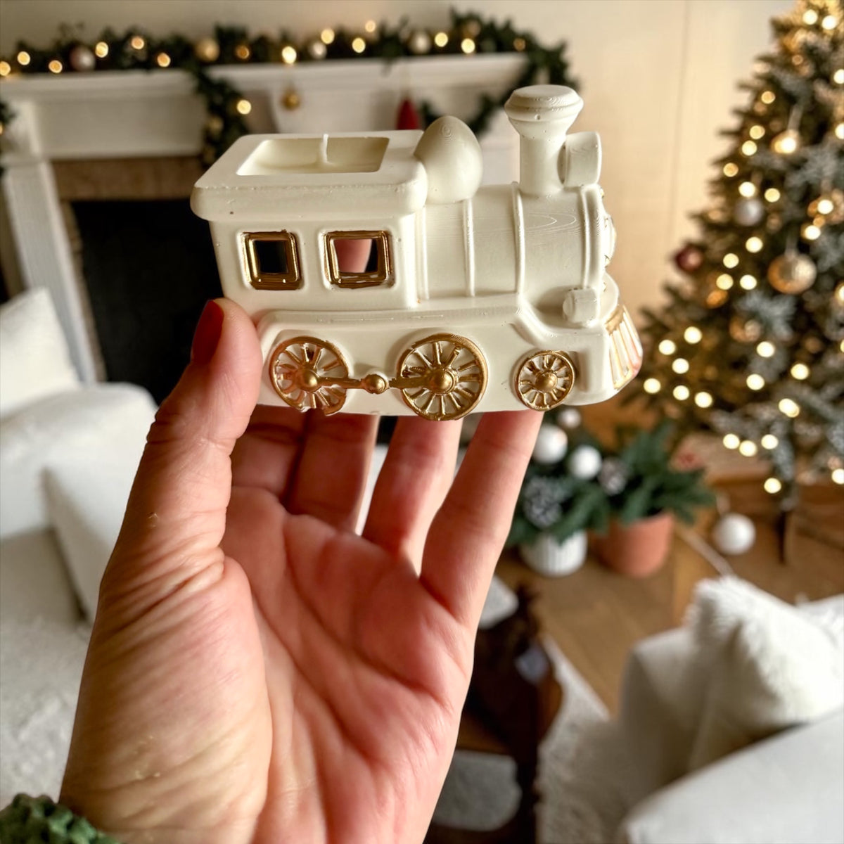Winter Train Candle, Handmade